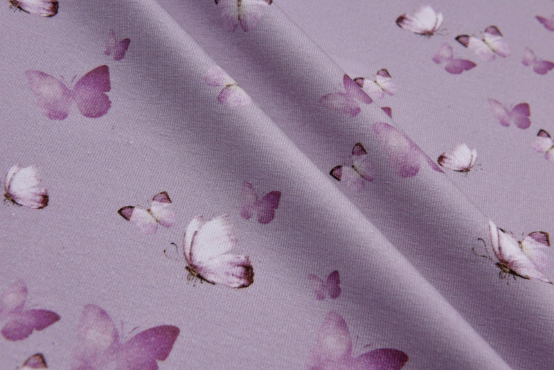 Organic Knit Cotton Spandex Jersey Butterfly Digital Print Fabric
