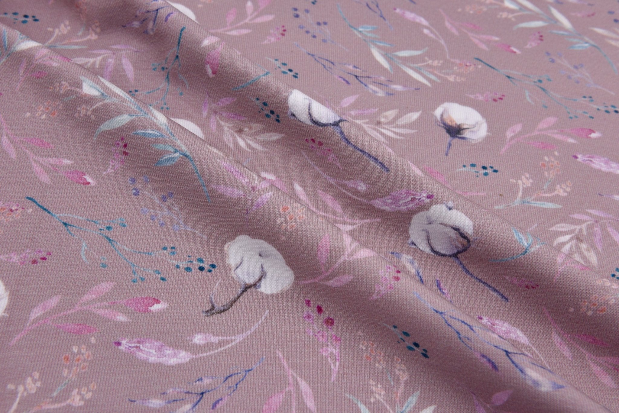 Organic Knit Cotton Spandex Jersey Cotton Leaves Digital Print Fabric - 5038