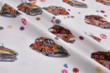 Organic Knit Cotton Spandex Jersey Hippy Cars Digital Print Fabric - 5044 - G.k Fashion Fabrics jersey