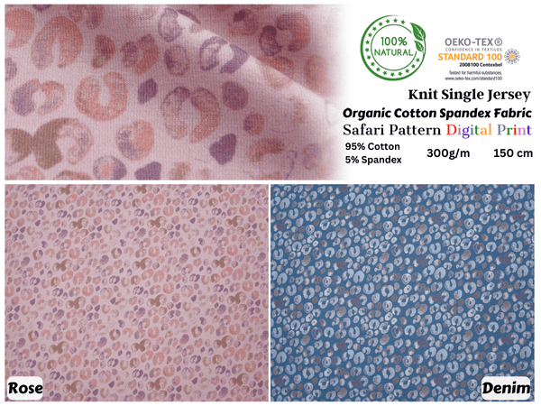 Organic Knit Cotton Spandex Jersey Leopard Digital Print Fabric - 5048 - G.k Fashion Fabrics