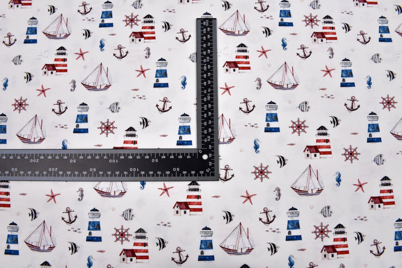 Organic Knit Cotton Spandex Jersey Lighthouse Digital Print Fabric - 5052 - G.k Fashion Fabrics jersey