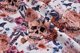 Organic Knit Cotton Spandex Jersey Skulls Digital Print Fabric - 5043 - G.k Fashion Fabrics Ecru- 151 / Price per Half Yard jersey