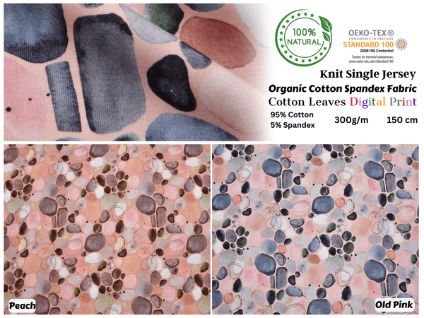 Organic Knit Cotton Spandex Jersey Stones Digital Print Fabric - 5041 - G.k Fashion Fabrics