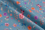 Organic Knit Cotton Spandex Jersey Summer Garden Digital Print Fabric - 5084 - G.k Fashion Fabrics Old Blue - 1801 / Price per Half Yard jersey