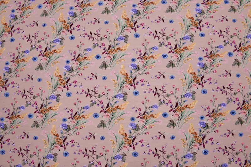 Organic Knit Cotton Spandex Jersey Wild Flowers Digital Print Fabric - 5037 - G.k Fashion Fabrics Rose - 1611 / Price per Half Yard jersey