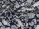 Oriental paisley - Washed 100% Cotton Poplin Reactive Print -9743 - G.k Fashion Fabrics cotton poplin