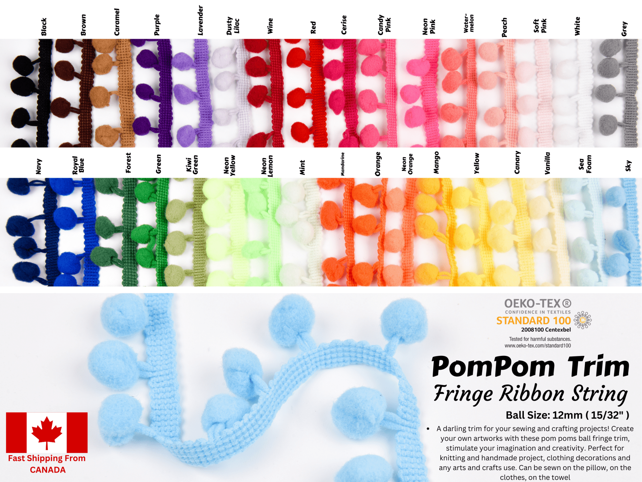 Fnd Ribbon String Pompom Trim Fringe Ribbon String – G.k Fashion Fabrics