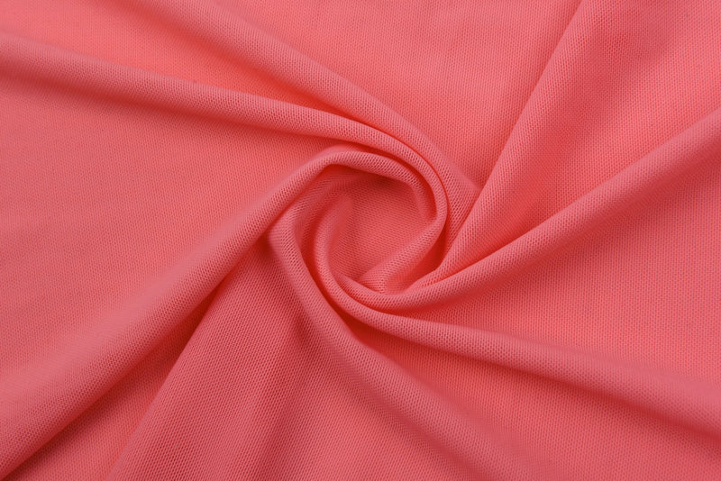Lace 4 Way Stretch Stripe Fabric- Coral Pink Q585 CRLPN
