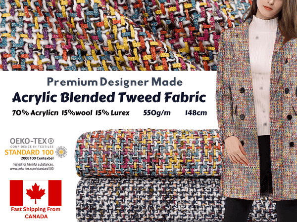 Premium Designer Made Acrylic Blended Tweed Fabric - G.k Fashion Fabrics