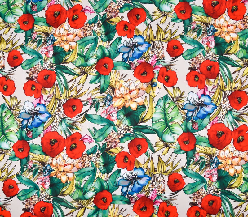 Premium Stretch Silky Satin Digital Print Fabric- Floral Twist -#12/1 - G.k Fashion Fabrics