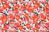 Premium Stretch Silky Satin Digital Print Fabric- Roses Garden -#4/1 - G.k Fashion Fabrics