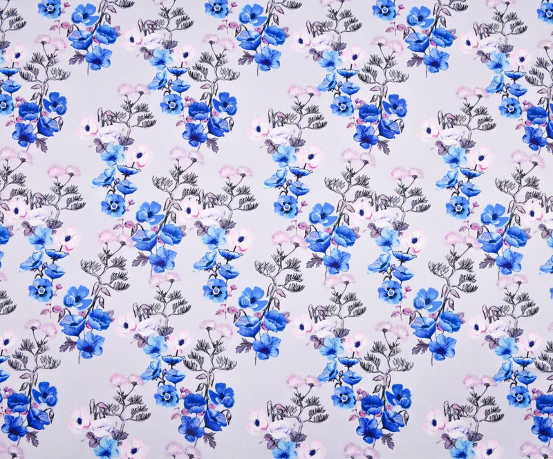 Premium Stretch Silky Satin Digital Print Fabric- Wild Flowers-#10/1 - G.k Fashion Fabrics