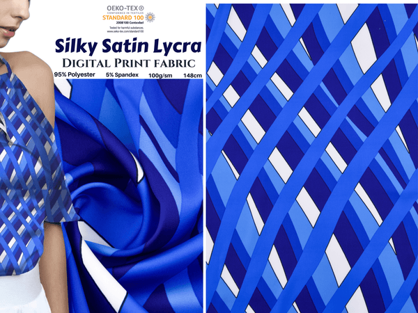 Premium Stretch Silky Satin Digital Wave - #6/1 Print Fabric - G.k Fashion Fabrics