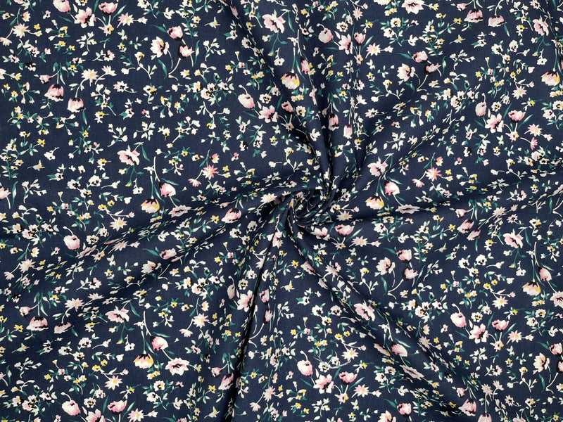 Pretty floral vintage - Washed 100% Cotton Poplin Reactive Print -8027 - G.k Fashion Fabrics cotton poplin