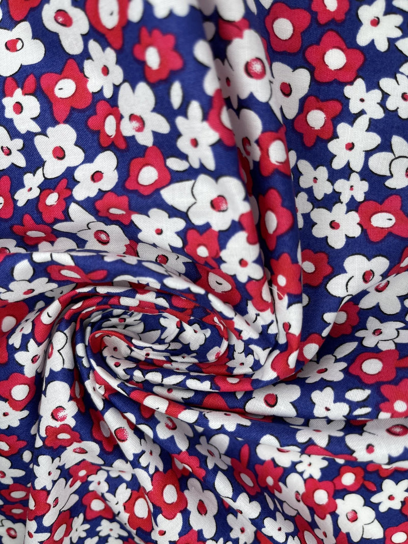 Red-White Ditsy Floral - Washed 100% Cotton Poplin Reactive Print -806 –  G.k Fashion Fabrics