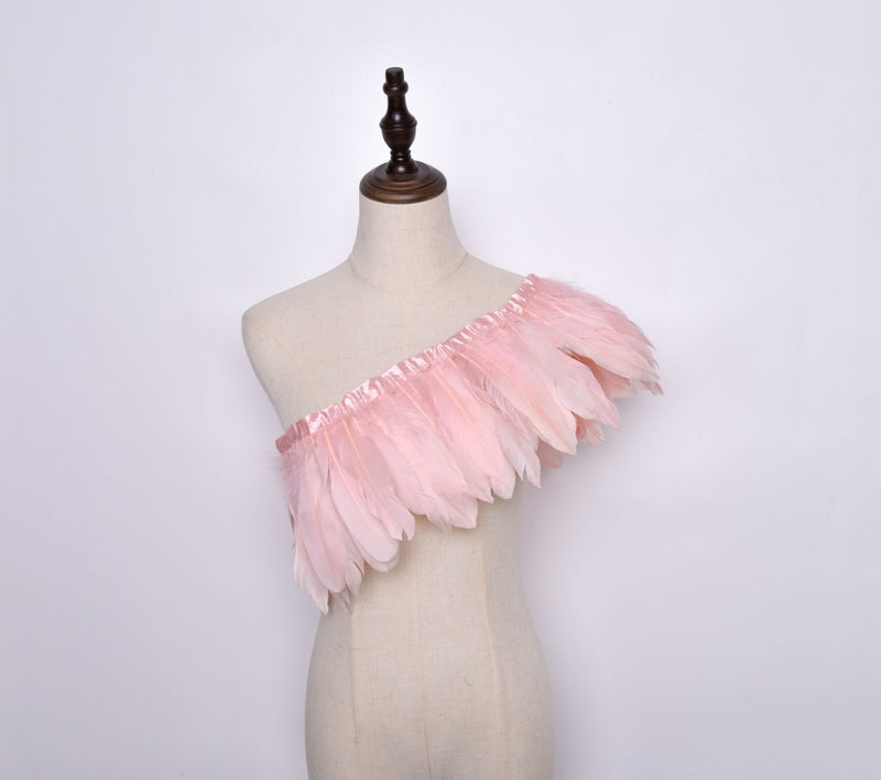 Rooster Feather Fringe Ribbon - G.k Fashion Fabrics Peach Haberdashery