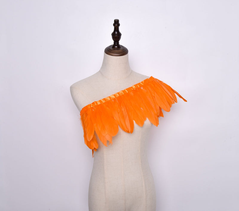 Rooster Feather Fringe Ribbon - G.k Fashion Fabrics Orange Haberdashery