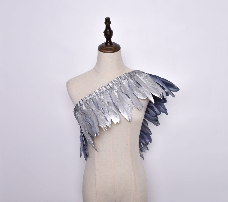 Rooster Feather Fringe Ribbon - G.k Fashion Fabrics Silver Haberdashery