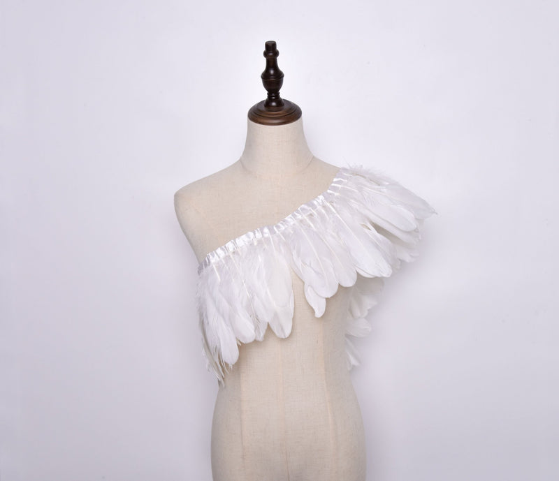 Rooster Feather Fringe Ribbon - G.k Fashion Fabrics White Haberdashery