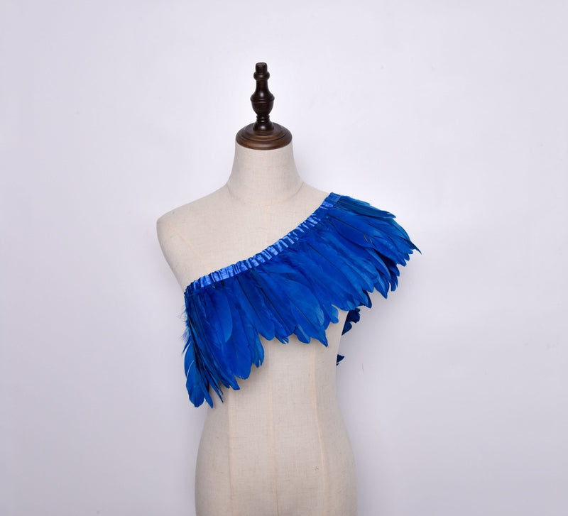 Rooster Feather Fringe Ribbon - G.k Fashion Fabrics Ink Blue Haberdashery