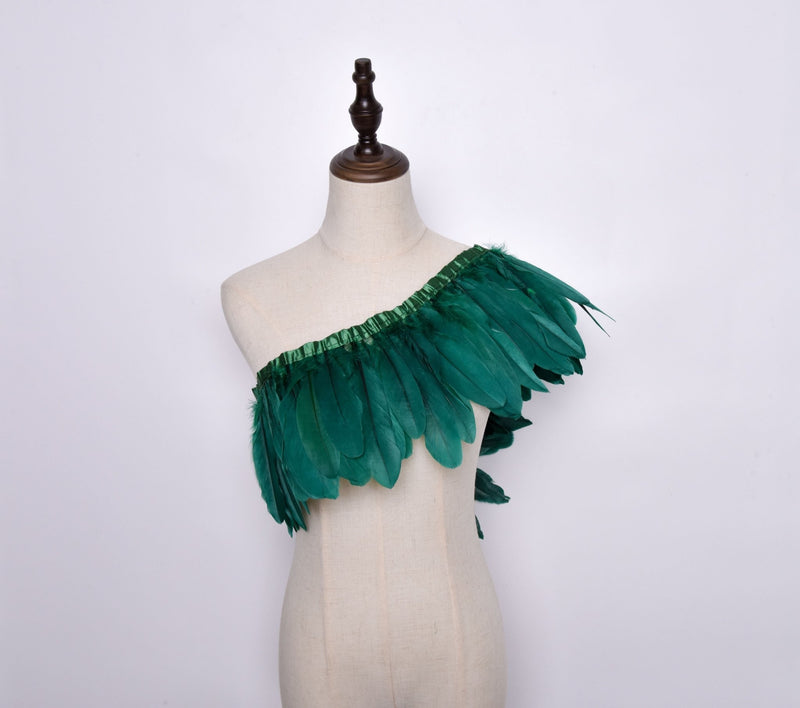 Rooster Feather Fringe Ribbon - G.k Fashion Fabrics Bottle Green Haberdashery