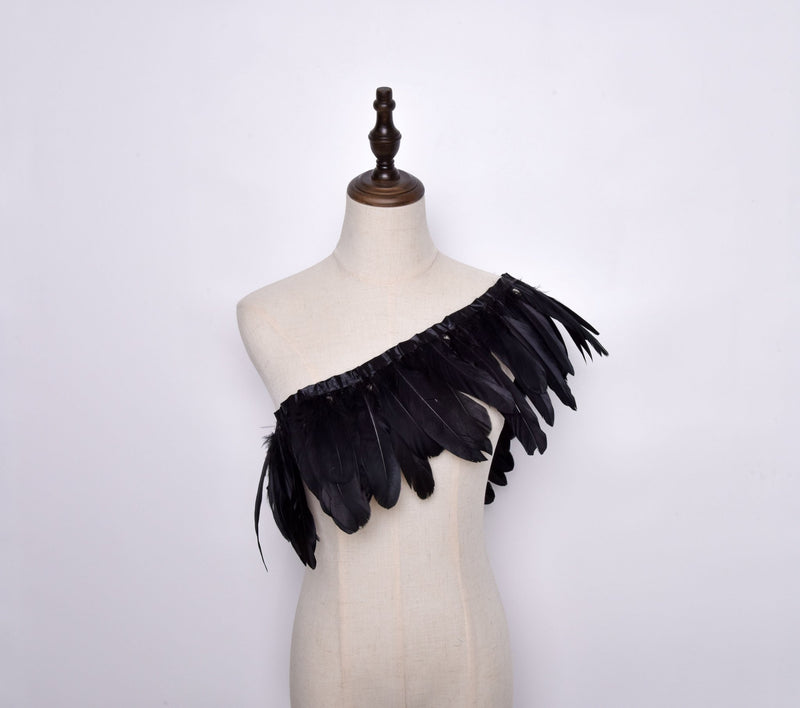 Rooster Feather Fringe Ribbon - G.k Fashion Fabrics Black Haberdashery