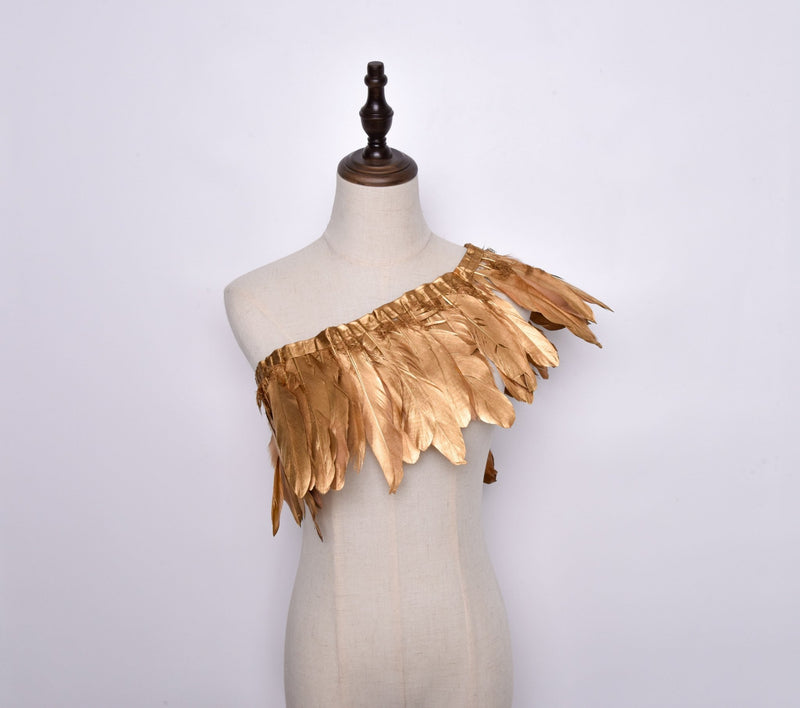 Rooster Feather Fringe Ribbon - G.k Fashion Fabrics Gold Haberdashery