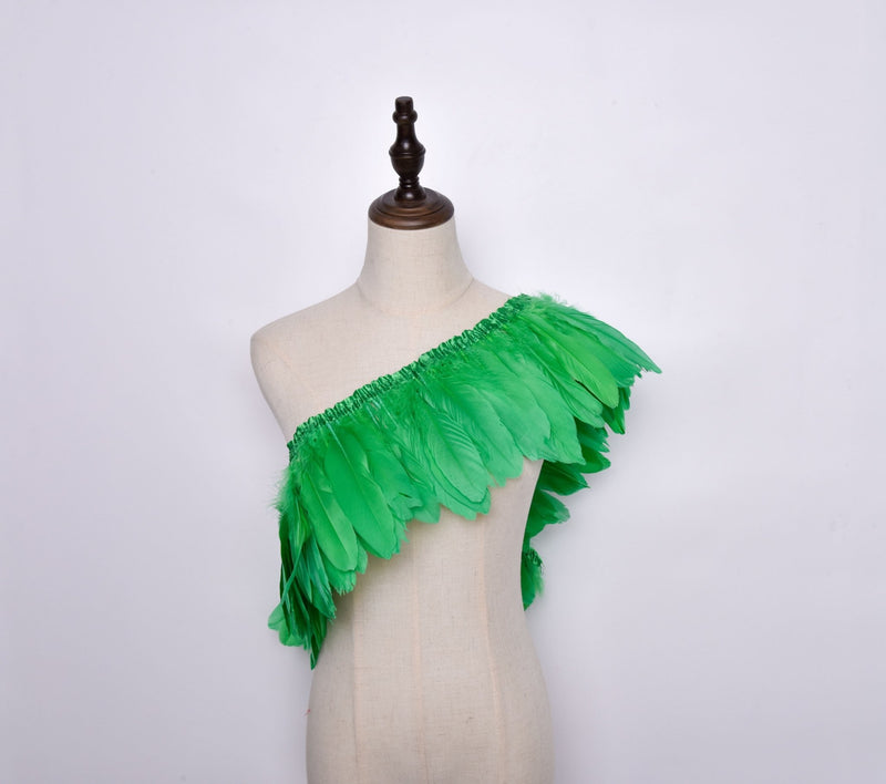 Rooster Feather Fringe Ribbon - G.k Fashion Fabrics Green Haberdashery