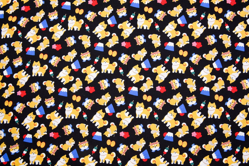 Shiba Inu Dog Print - Washed 100% Cotton Poplin - 8072 - G.k Fashion Fabrics cotton poplin
