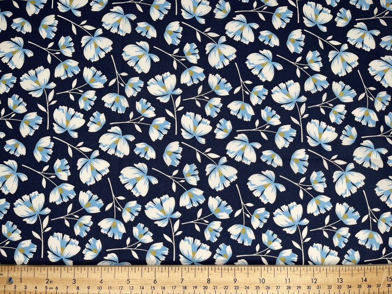 Snowdrops floral - Washed 100% Cotton Poplin Reactive Print -8065 - G.k Fashion Fabrics cotton poplin