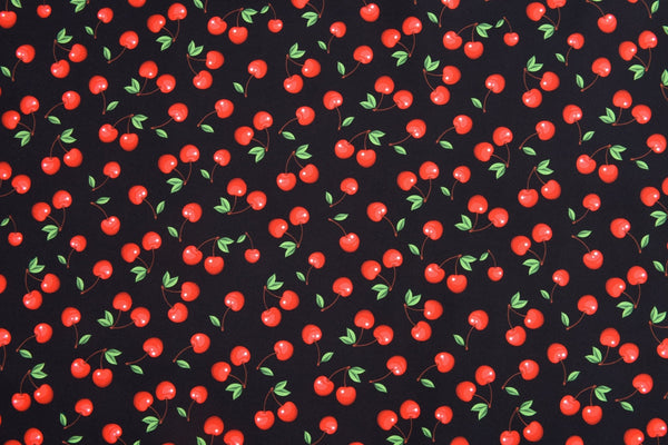 Softshell Digital Print Fabric - G.k Fashion Fabrics Cherries / Swatch 10cm x 10cm softshell