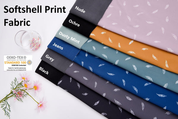 Softshell fabric Feather Print Waterproof Water Repellent Resistant - G.k Fashion Fabrics softshell