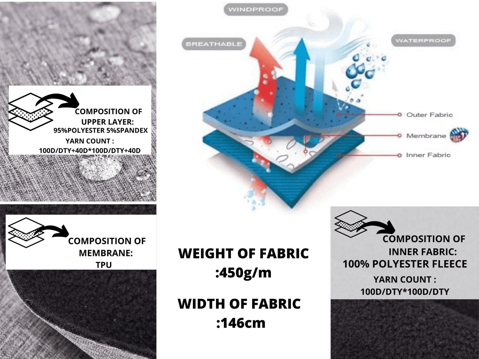 Gore Tex Breathable Water Resistant Fabric Wholesale 100