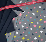 Softshell Stars Print Fabric - G.k Fashion Fabrics Grey / Price per Half Yard softshell