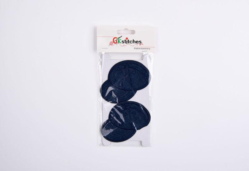 Solid Denim Cap Patch (2 Pieces Pack) Iron on , Sew on, Embroidered patches. - G.k Fashion Fabrics
