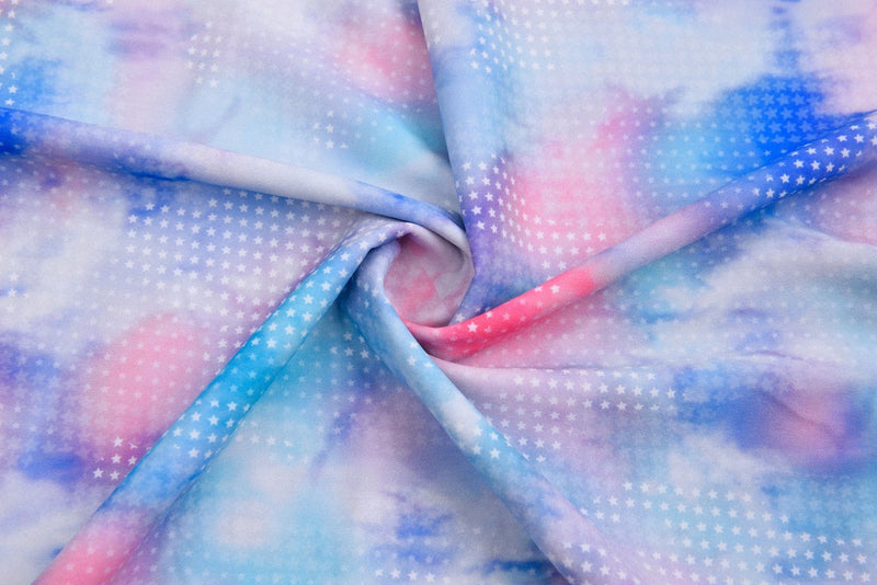 Turquoise Water Color Print Nylon Swimwear Fabric - WJH -1193B