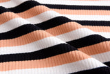 Striped Rib Knit Cotton Jersey Fabric - S1037 - G.k Fashion Fabrics