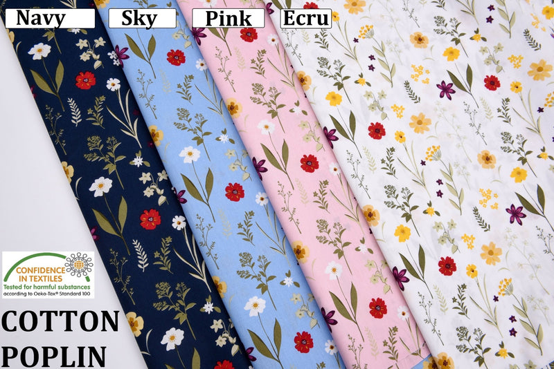 Stylized flowers - Washed 100% Cotton Poplin Reactive Print -8028 - G.k Fashion Fabrics cotton poplin