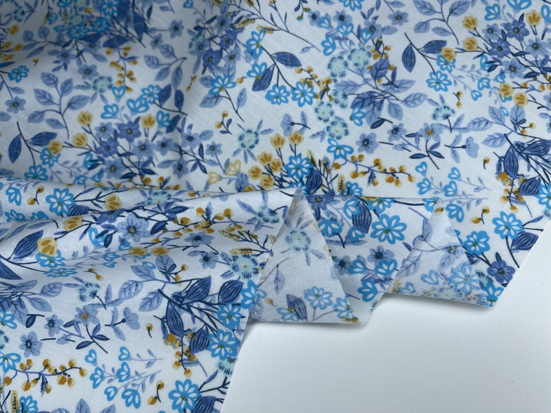 Summer Vibes Floral Print - Washed 100% Cotton Poplin - 8061 - G.k Fashion Fabrics Optical White - 2 / Price per Half Yard cotton poplin