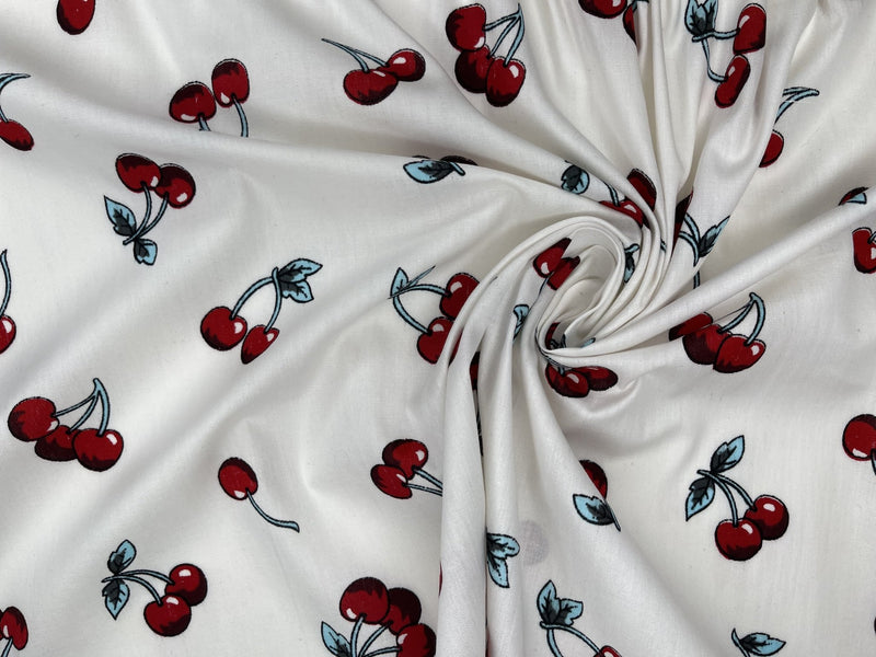 Sweet Cherry Pattern - Washed 100% Cotton Poplin Reactive Print - 9528 - G.k Fashion Fabrics Color 1 / Price per Half Yard cotton poplin