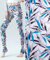Turquoise Grey Leaves Print Nylon Swimwear Fabric - WJH1253A - G.k Fashion Fabrics swimwear