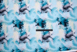 Turquoise Water Color Print Nylon Swimwear Fabric - WJH -1193B - G.k Fashion Fabrics swimwear