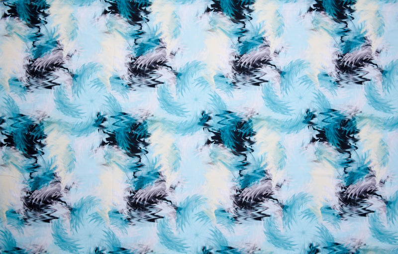 Turquoise Water Color Print Nylon Swimwear Fabric - WJH -1193B - G.k Fashion Fabrics swimwear