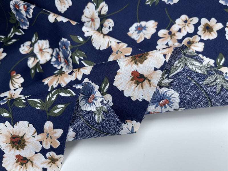 Vintage floral bouquet - Washed Cotton Reactive Print -8002 - G.k Fashion Fabrics cotton poplin