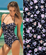 Vintage Floral Print Nylon Swimwear Fabric - WJH1242B - G.k Fashion Fabrics swimwear
