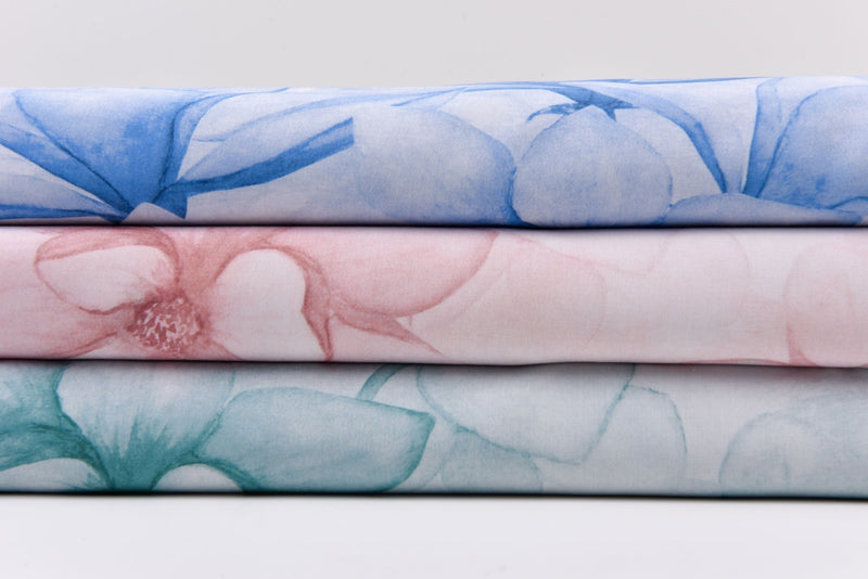Viscose Poplin Aquarelle Flowers Print Fabric - 6006 - G.k Fashion Fabrics