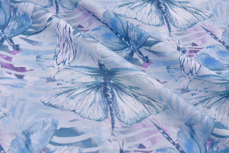 Viscose Poplin Dragonfly Print Fabric - 6009 - G.k Fashion Fabrics