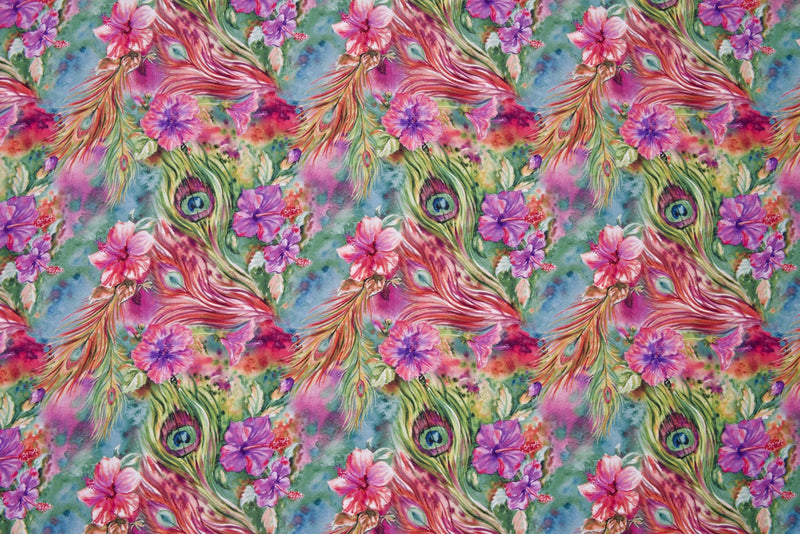 Viscose Poplin Peacock Jungle Print Fabric - 6008 - G.k Fashion Fabrics
