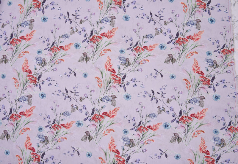 Viscose Poplin Stylish Wild Flower Print Fabric - 6005 - G.k Fashion Fabrics Soft Lilac - 1842 / Price per Half Yard viscose