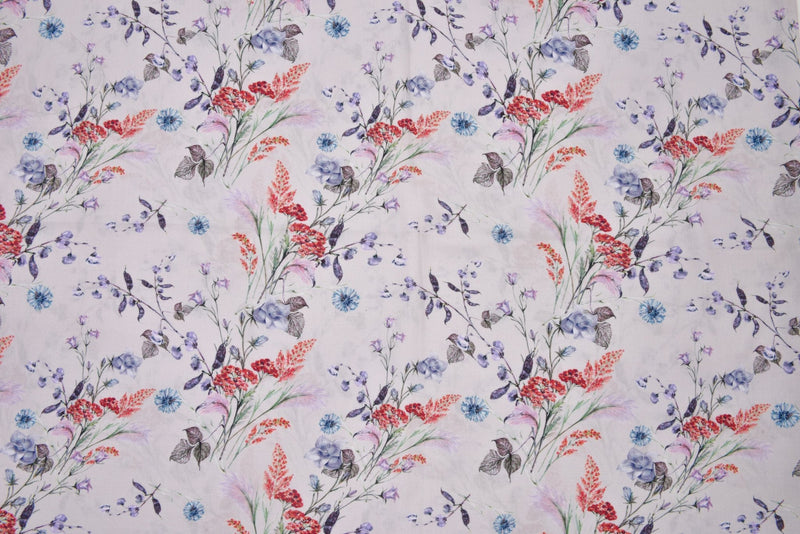 Viscose Poplin Stylish Wild Flower Print Fabric - 6005 - G.k Fashion Fabrics Ecru- 151 / Price per Half Yard viscose